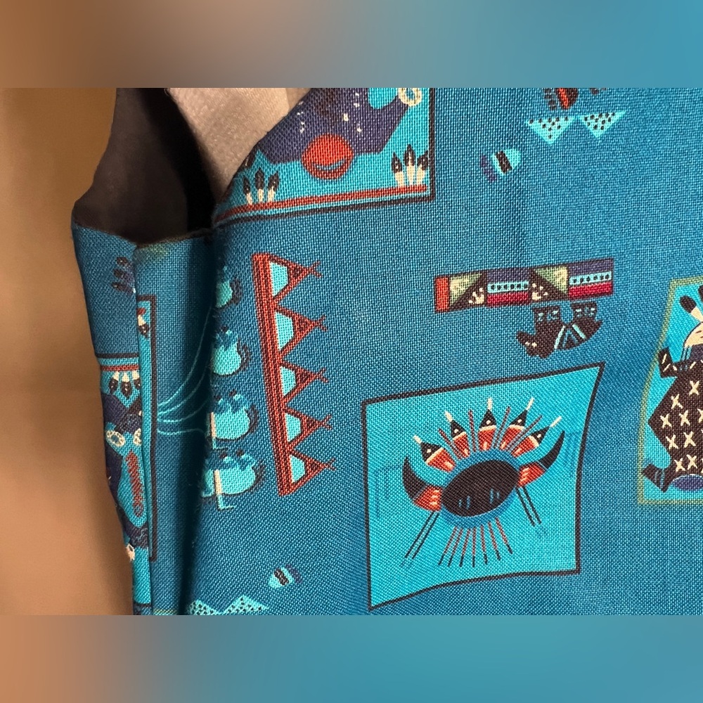 Handmade Sleeveless V-Neck Native American Indian Print Button Up Vest|Size:S/M - Picture 15 of 16